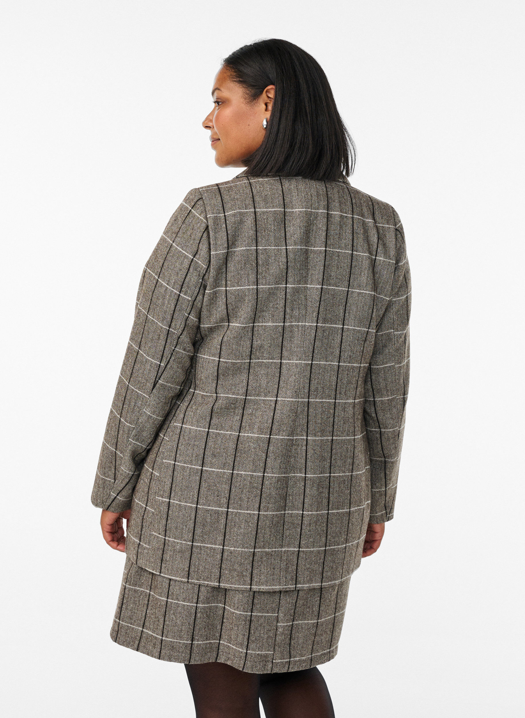 ZizzifashionClassic checked blazer, Grey, Model image number 2