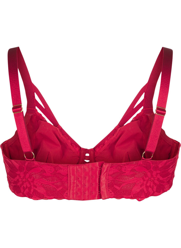 Full coverage lace bra with string details, Rhythmic Red, Packshot image number 1
