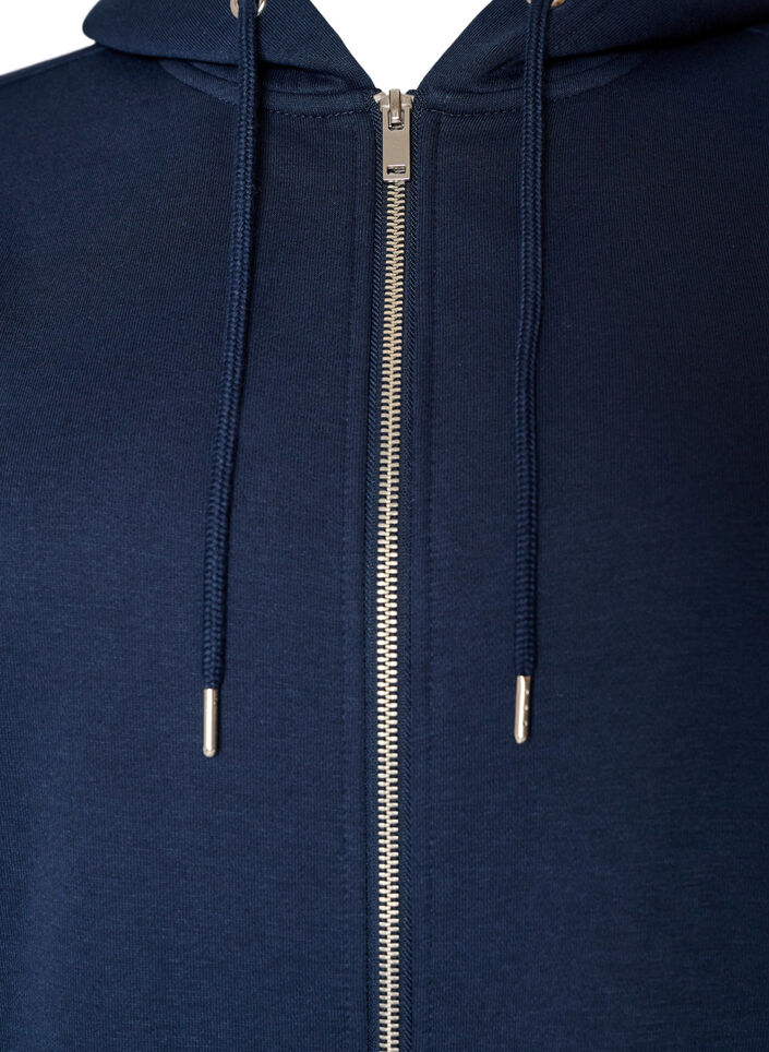 Long hoodie with zip and pockets, Blue, Packshot image number 2