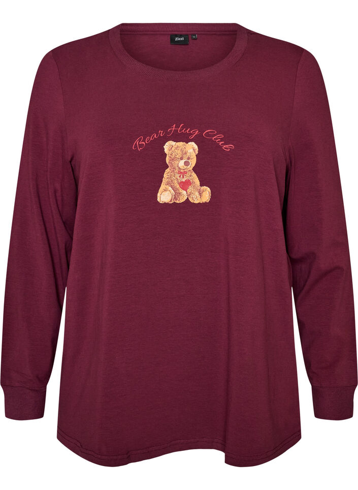 Printed night top, Red, Packshot image number 0