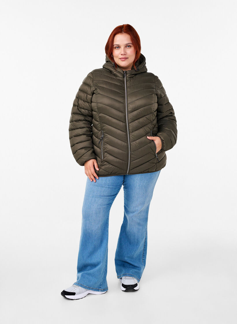 Lightweight jacket with hood, Green, Model image number 1