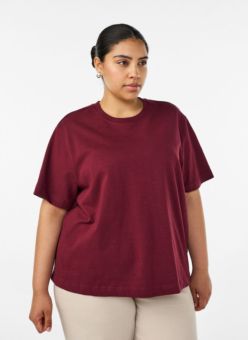 Boxy cotton T-shirt, Red, Model image number 0