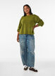 Knit blouse with button detail, Green, Model image number 1