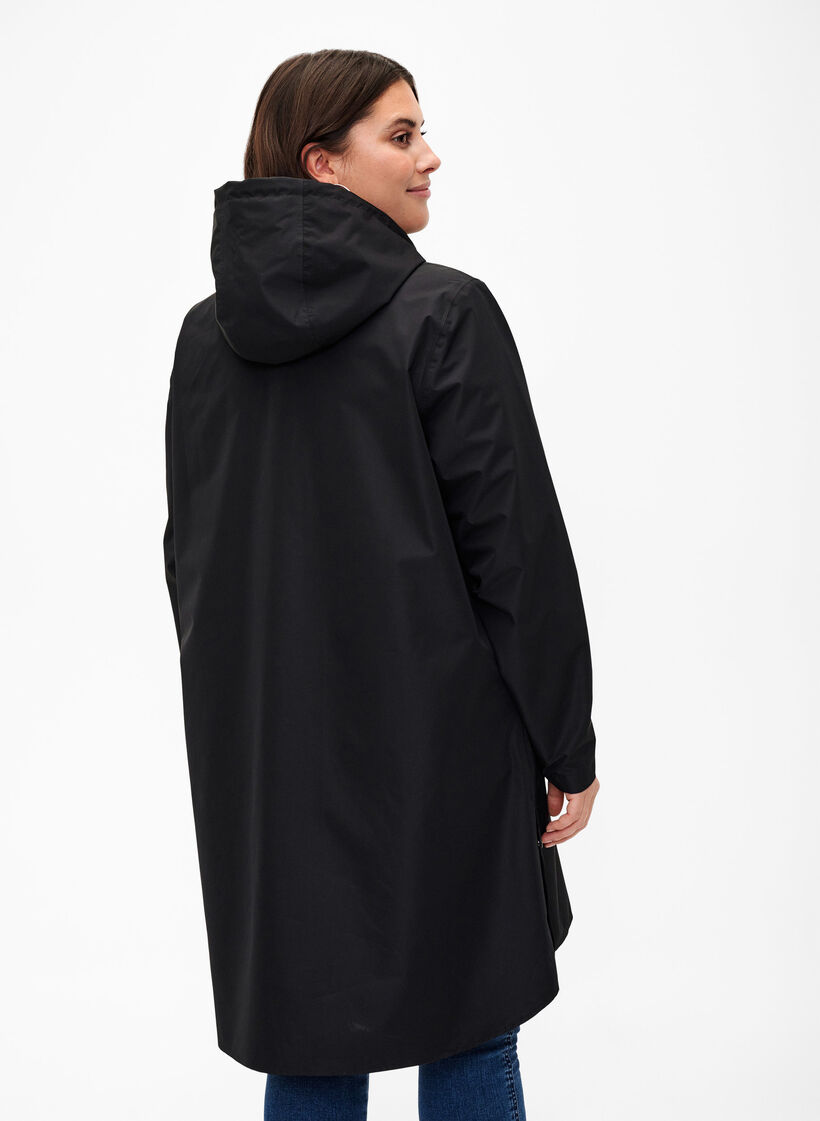 Raincoat with pockets and hood, Black, Model image number 2