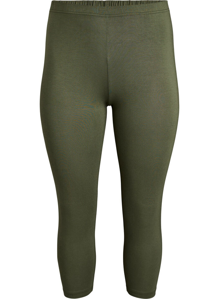 Basic 3/4 leggings in viscose, Green, Packshot image number 0