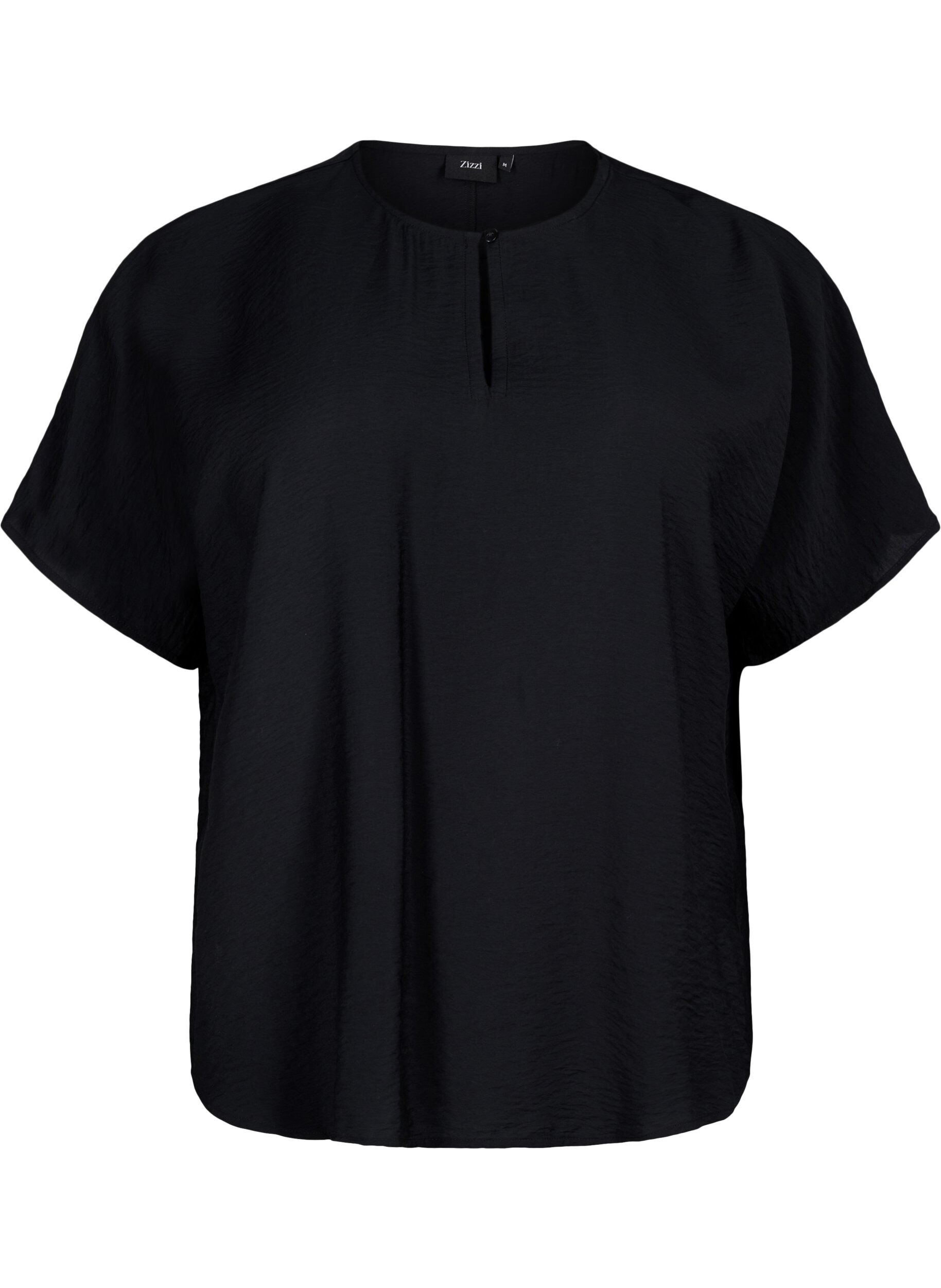 Zizzifashion Short sleeve blouse in viscose, Black, Packshot image number 0