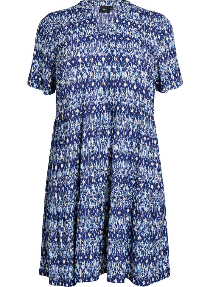 Patterned dress with panels, Blue, Packshot image number 0