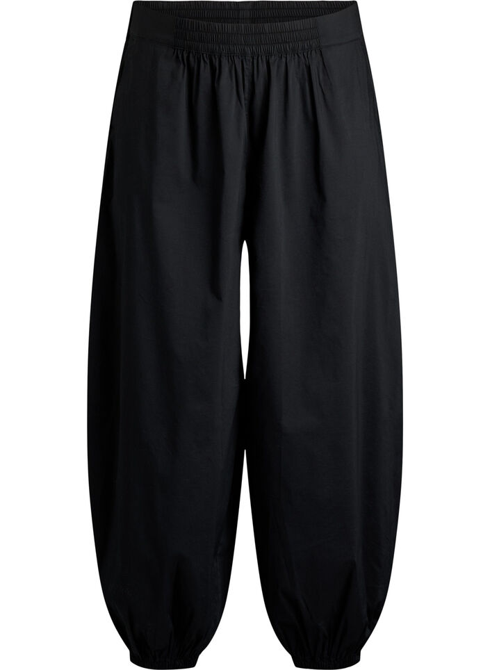 Balloon trousers with pockets and an elasticated waistband, Black, Packshot image number 0