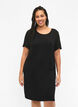 Short sleeve viscose nightgown with back detail, Black, Model image number 0