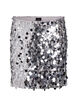 Short sequin skirt with an elasticated waistband, Silver, Packshot image number 0
