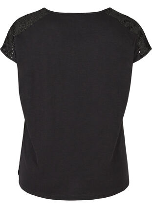 Short-sleeved sequined t-shirt, Black, Packshot image number 1