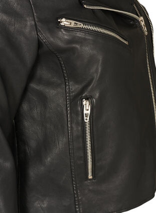 Faux leather jacket with zip details, Black, Packshot image number 3