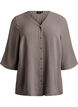 Shirt blouse with V-neck and 3/4 sleeves, Beige, Packshot image number 0