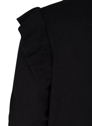 Knitted cardigan with ruffles and pockets, Black, Packshot image number 3