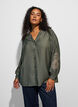 Viscose shirt with embroidered sleeves, Green, Model image number 0