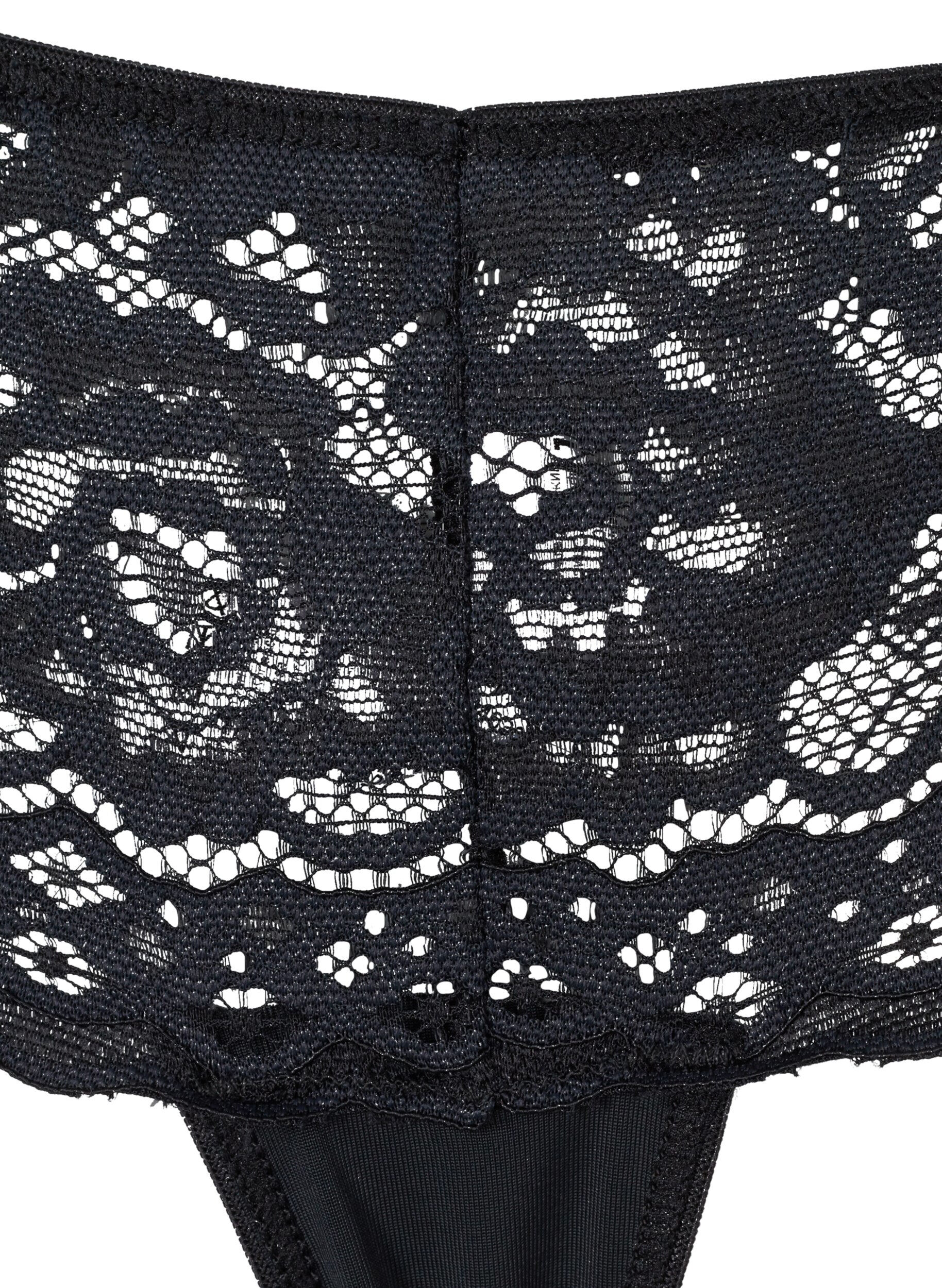 Zizzifashion 3 pack G-string with a lace trim, Black, Packshot image number 3