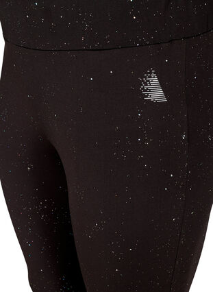 Cropped sports leggings with print and mesh, Black, Packshot image number 2