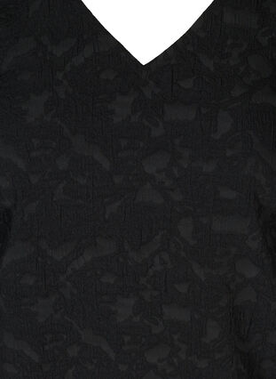 Textured puff sleeve blouse, Black, Packshot image number 2