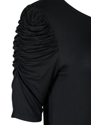 Plain viscose dress with 2/4 sleeves, Black, Packshot image number 3
