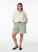 Loose shorts in linen and viscose, Green, Model image number 1