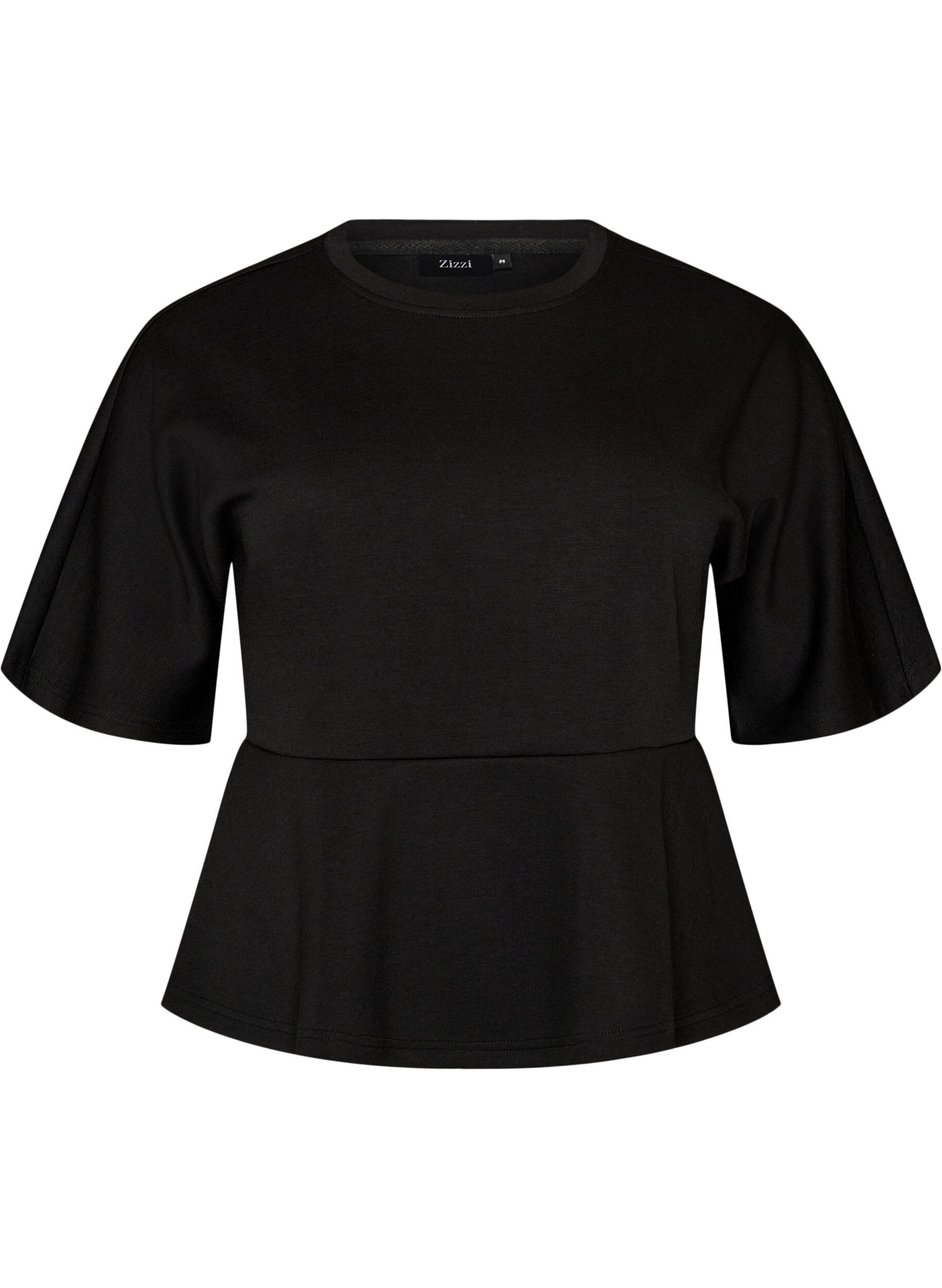 Peplum blouse with elbow-length sleeves