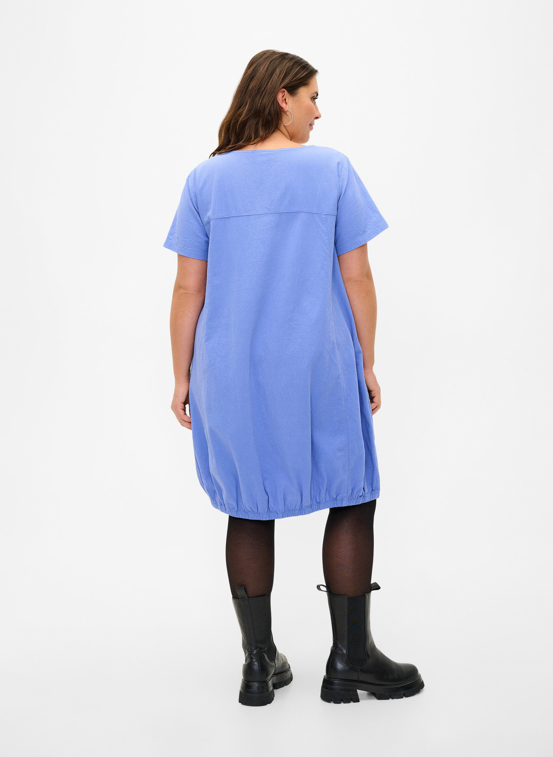 Zizzifashion Short sleeve cotton dress, Blue, Model image number 2