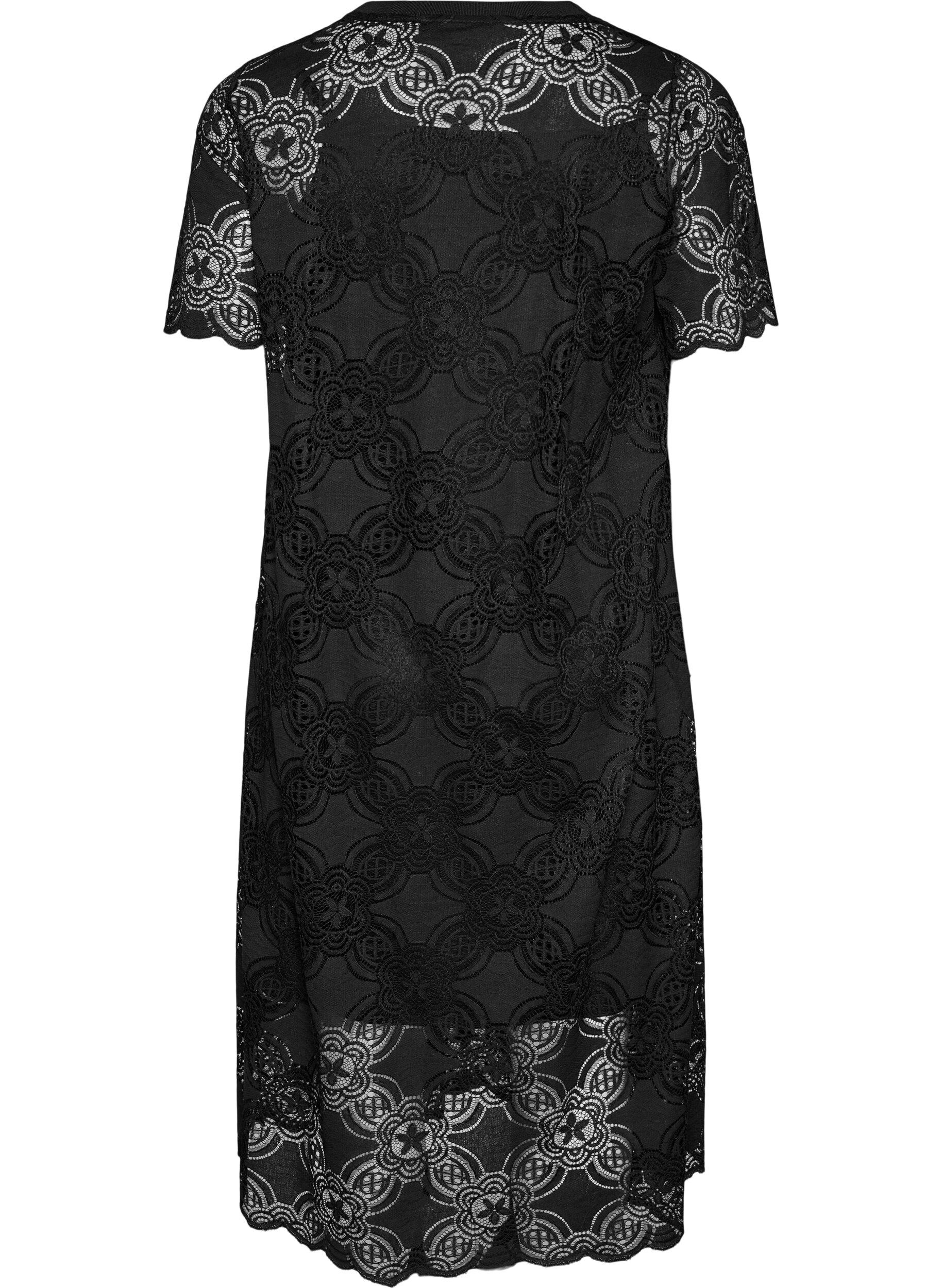 Zizzifashion Lace midi dress with 1/2 sleeves, Black, Packshot image number 1