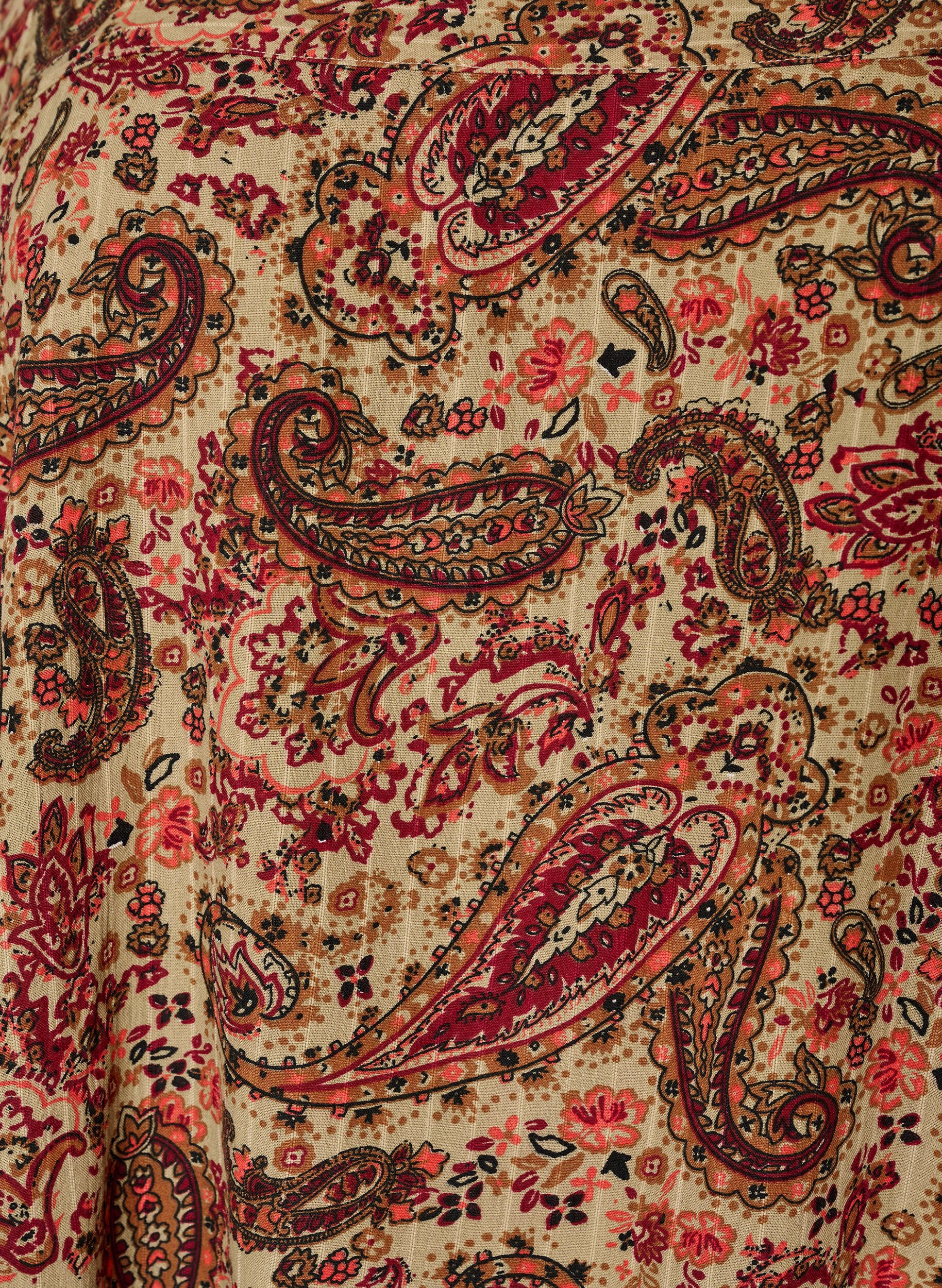 Zizzifashion Viscose blouse with paisley print and a square neckline, Brown, Packshot image number 2