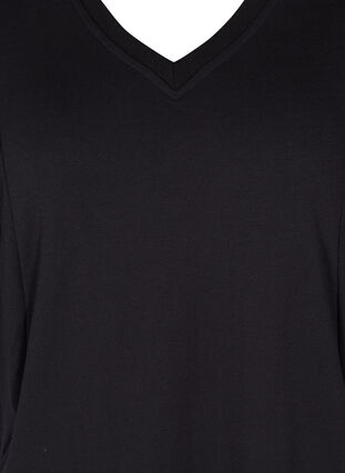 Dress with a V-neck and 3/4 length sleeves, Black, Packshot image number 2