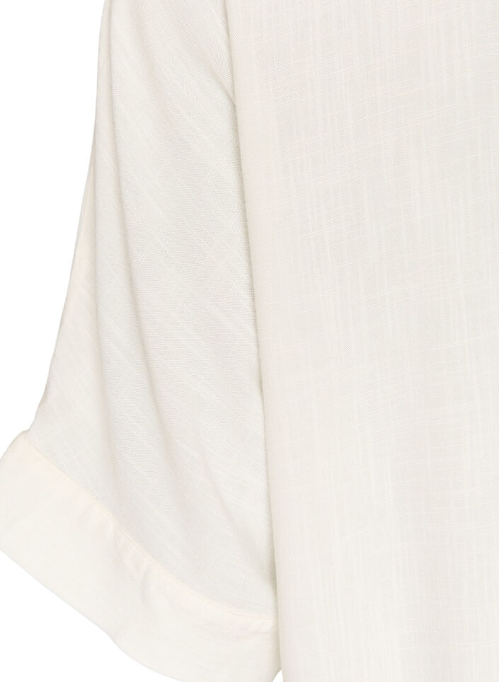 Viscose blouse with crochet trim and buttons, Vanilla, Packshot image number 3