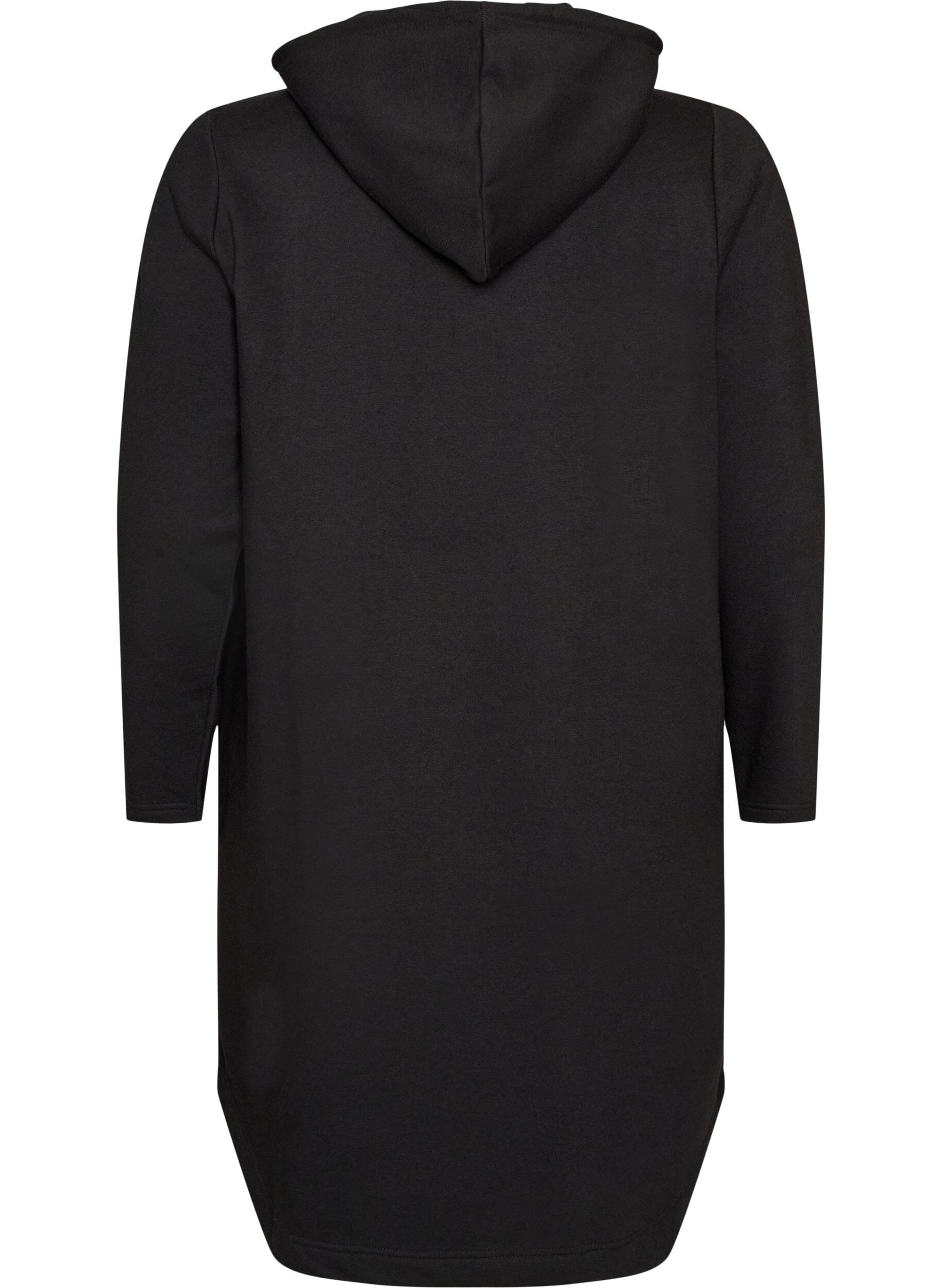 ZizzifashionHooded sweatshirt dress with pockets, Black, Packshot image number 1