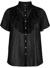 Short sleeve shirt blouse with ruffles