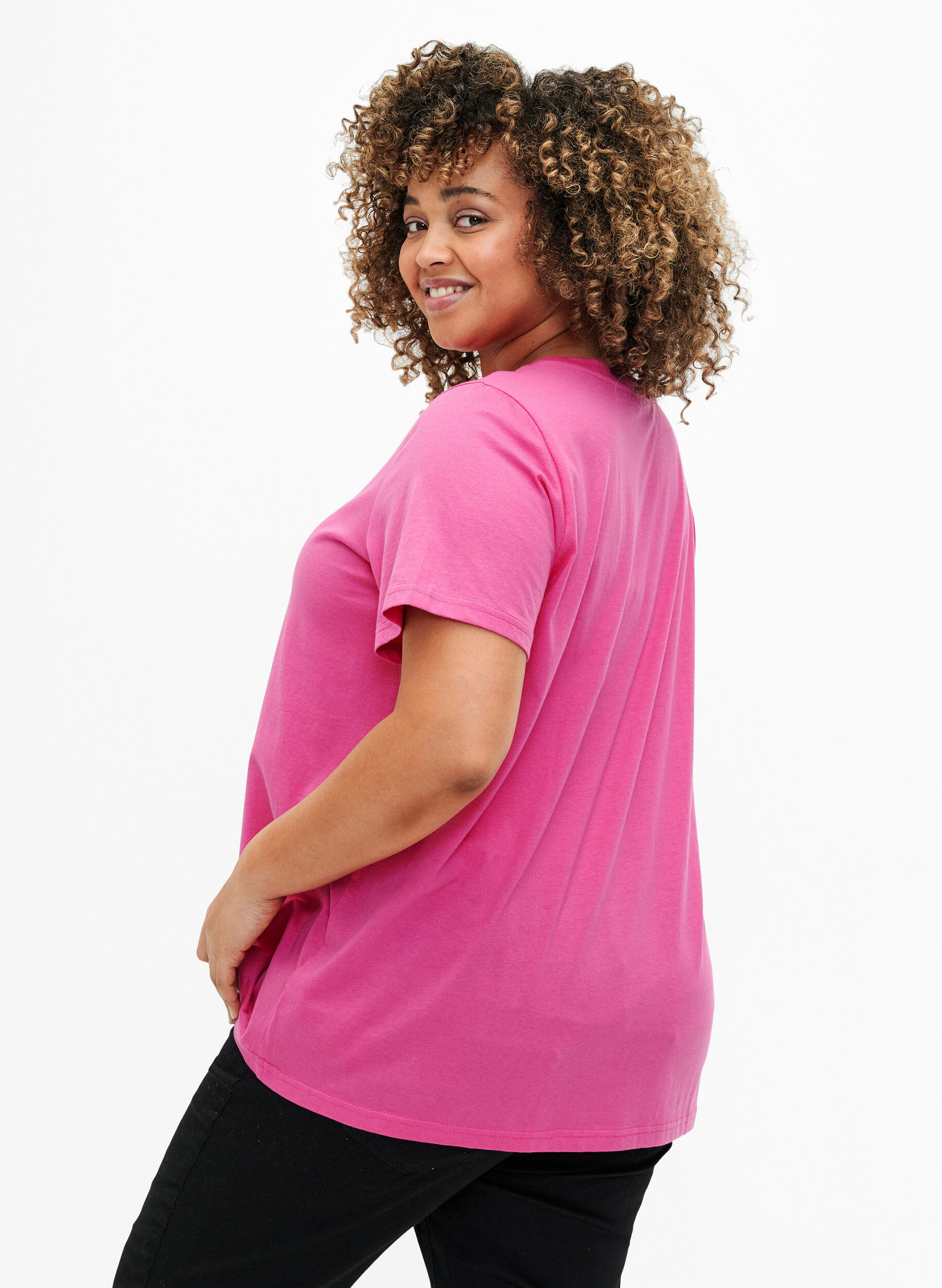 Zizzifashion Cotton T-shirt with gold-colored text, R.Sorbet w.Gold Love, Model image number 1