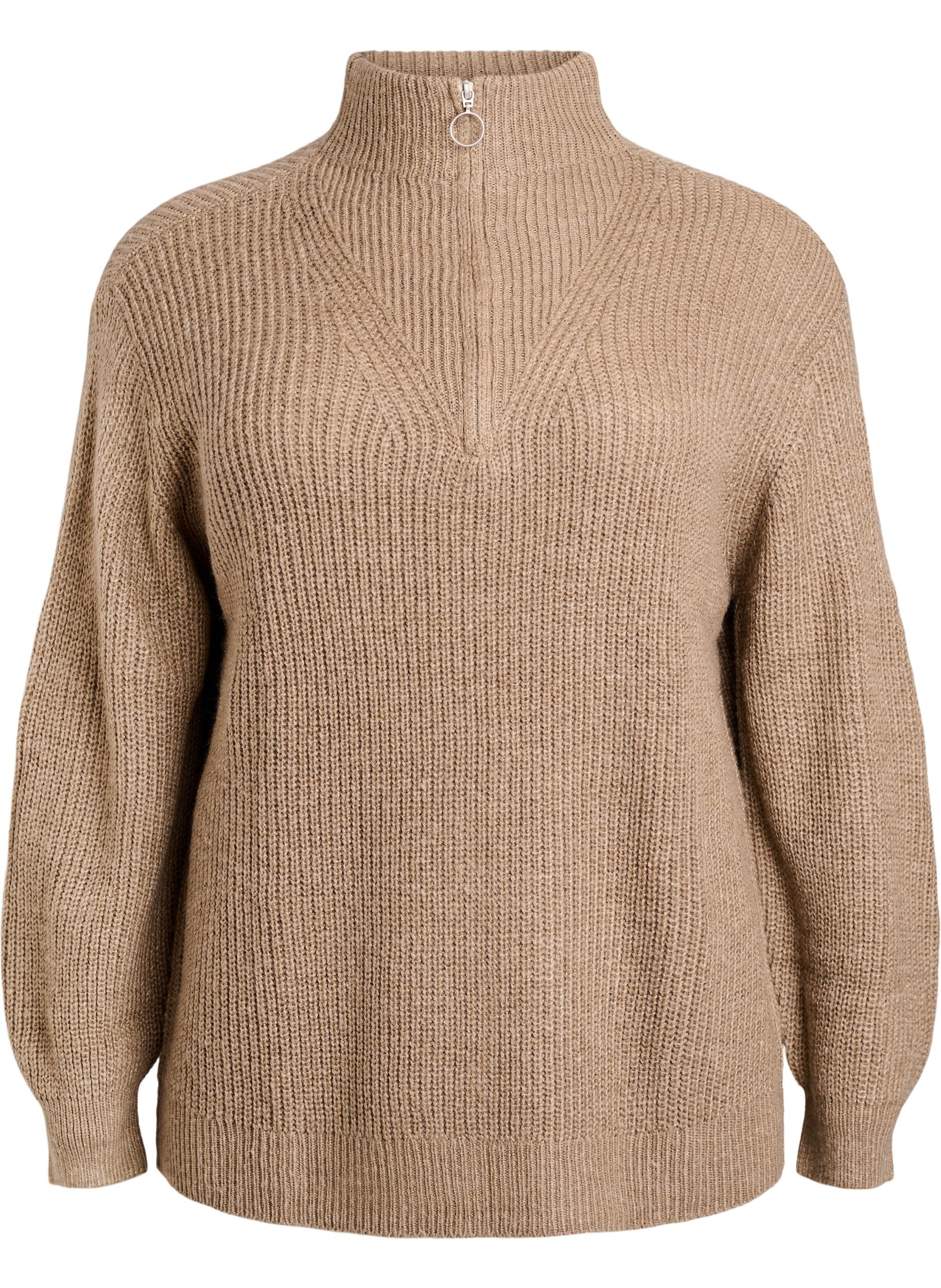 FLASH - Knitted sweater with high neck and zipper