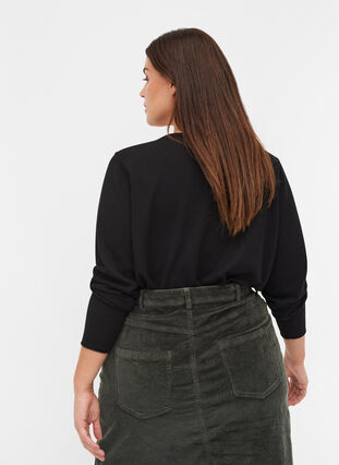 Plain, viscose blend knitted blouse, Black, Model image number 1