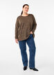 Melange blouse with round neck and long sleeves, Caribou, Model image number 2