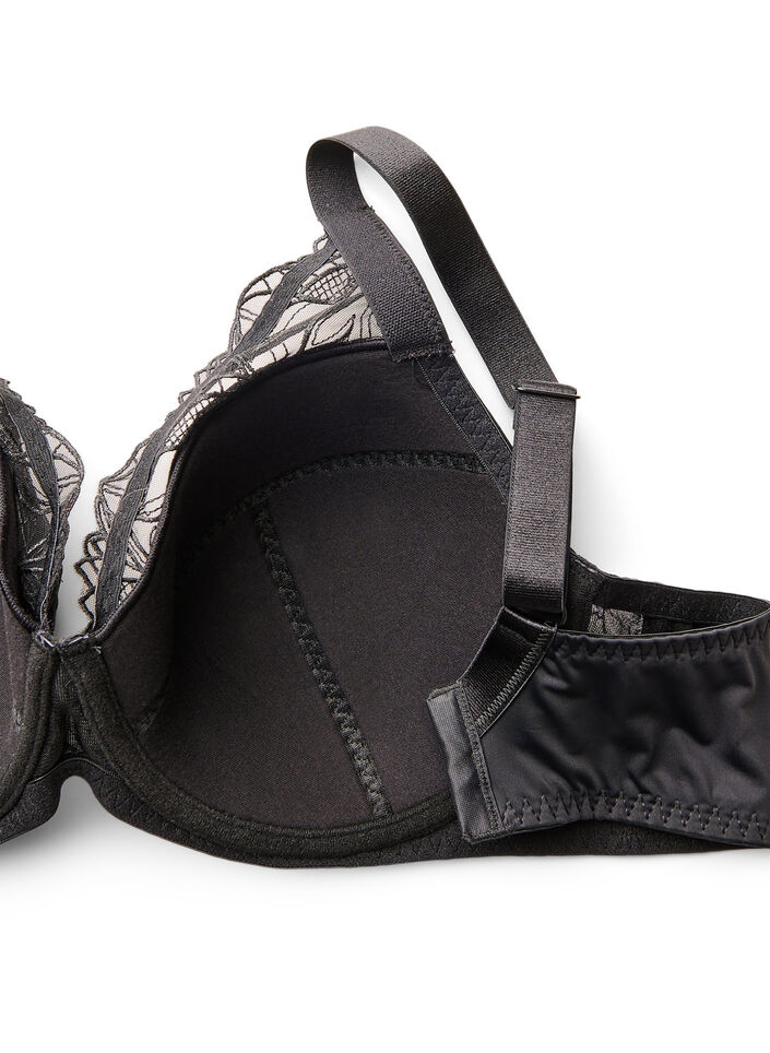 Padded lace bra with underwire, Black, Packshot image number 3