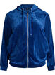Hooded velour cardigan with pockets, Blue, Packshot image number 0