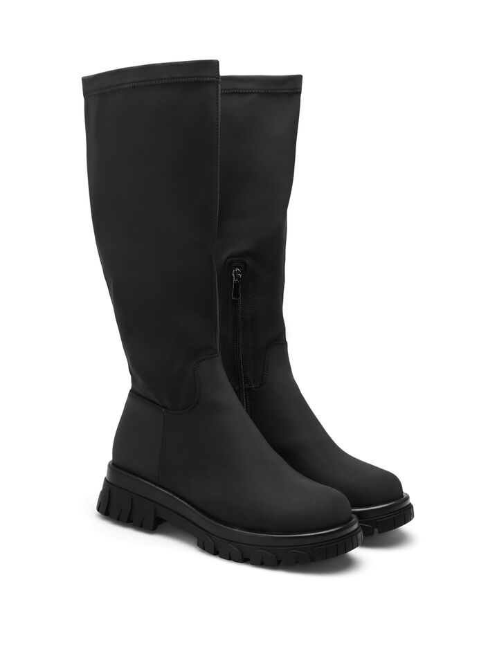 Wide fit - Tall boot with stretch, Black, Packshot image number 1
