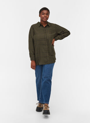 Checked long-sleeved shirt, Ivy Green Check, Model image number 2