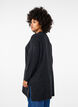 Long knitted blouse with long sleeves, Dark Grey Melange, Model image number 1