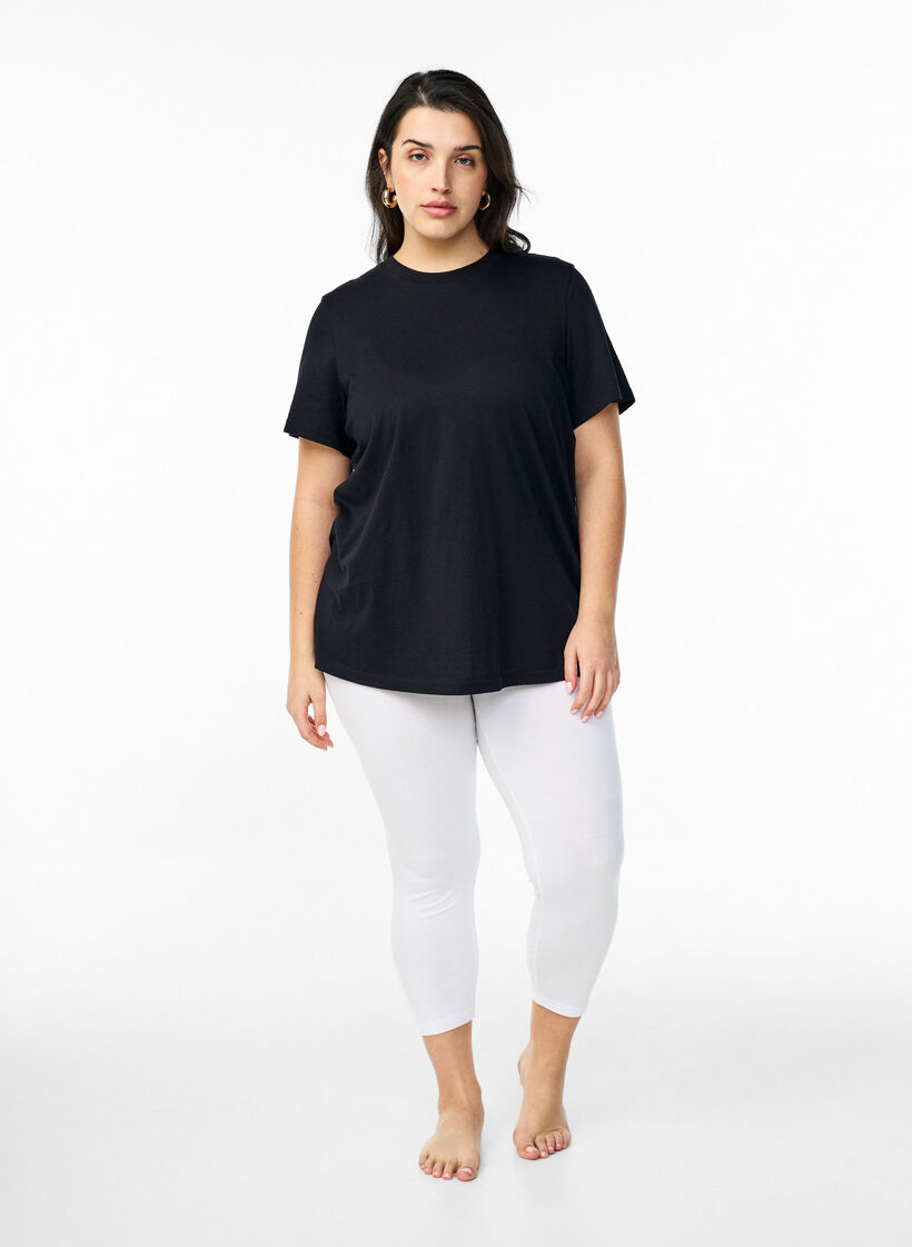 Basic 3/4-length viscose leggings, White, Model image number 1