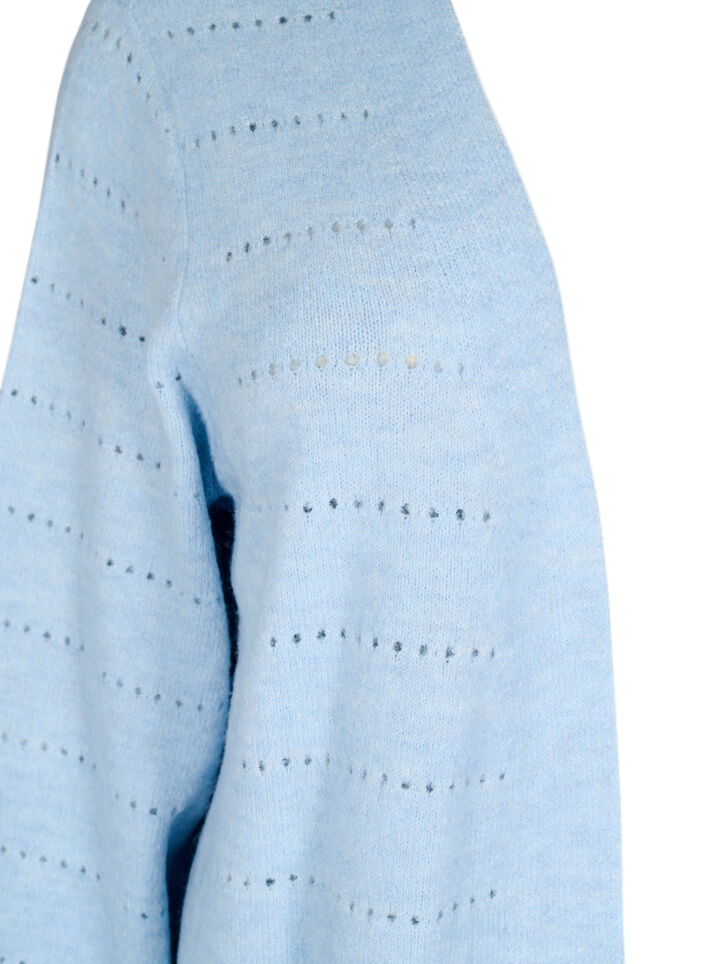Long knitted cardigan with a lace pattern, Cashmere Blue Mel., Packshot image number 2