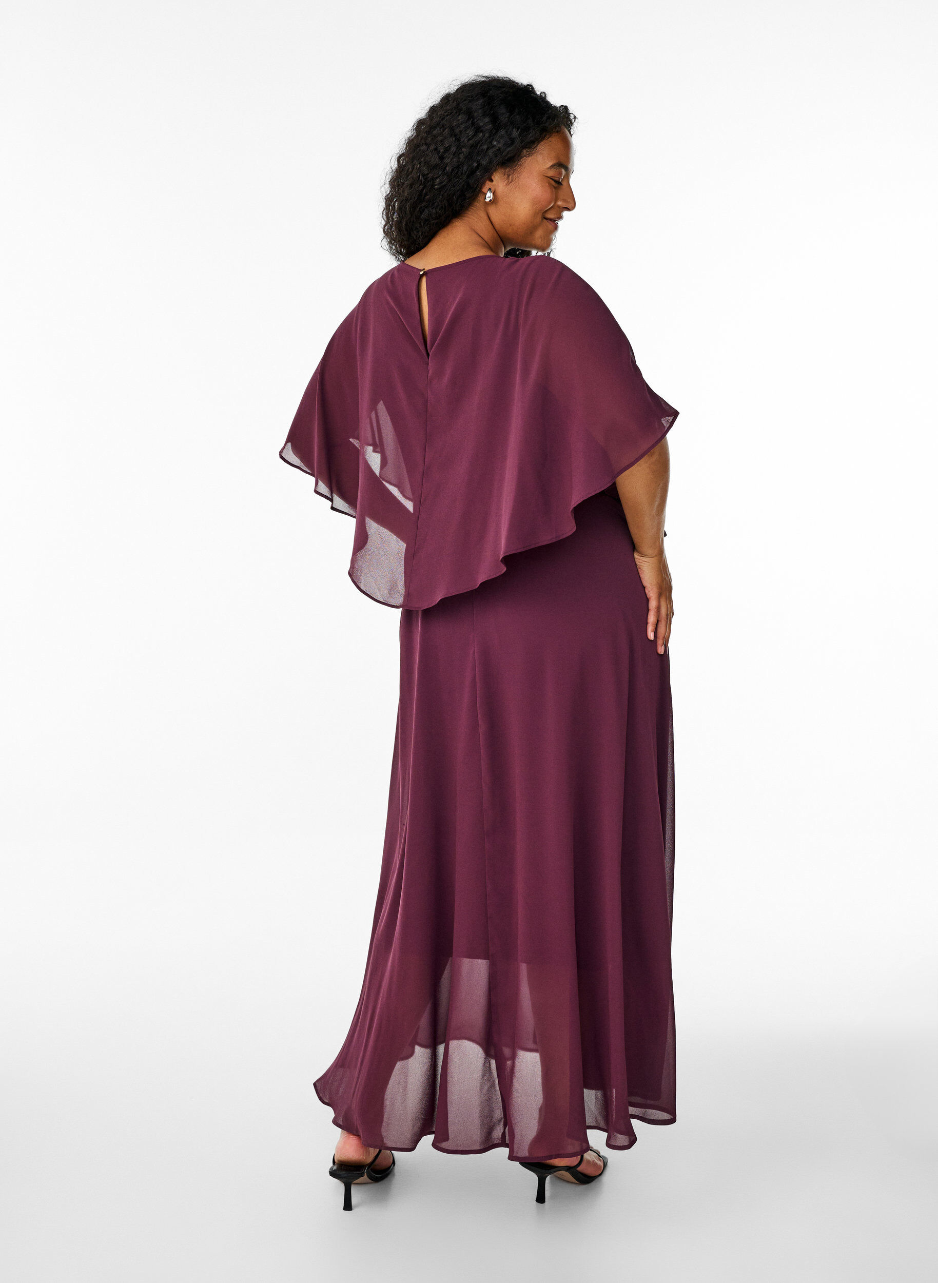 ZizzifashionA-line maxi dress with short sleeves, Red, Model image number 1