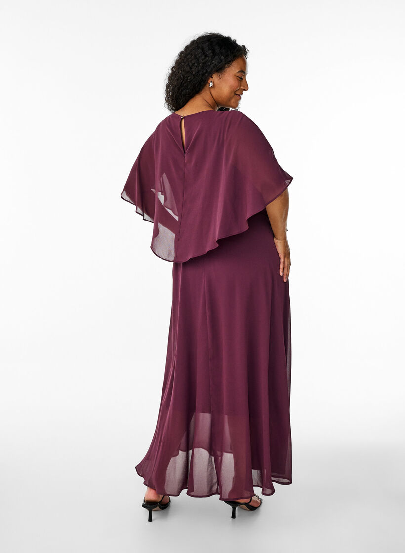 A-line maxi dress with short sleeves, Red, Model image number 1