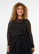 Sheer mesh blouse with rhinestones, Black, Model image number 0