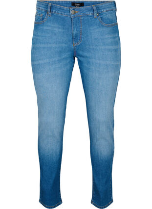 Emily jeans with regular waist and slim fit, Blue denim, Packshot image number 0