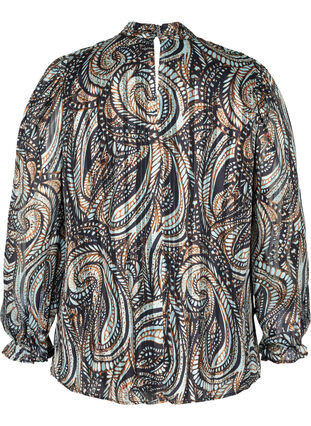 Paisley printed, long-sleeved blouse, Black Paisley, Packshot image number 1