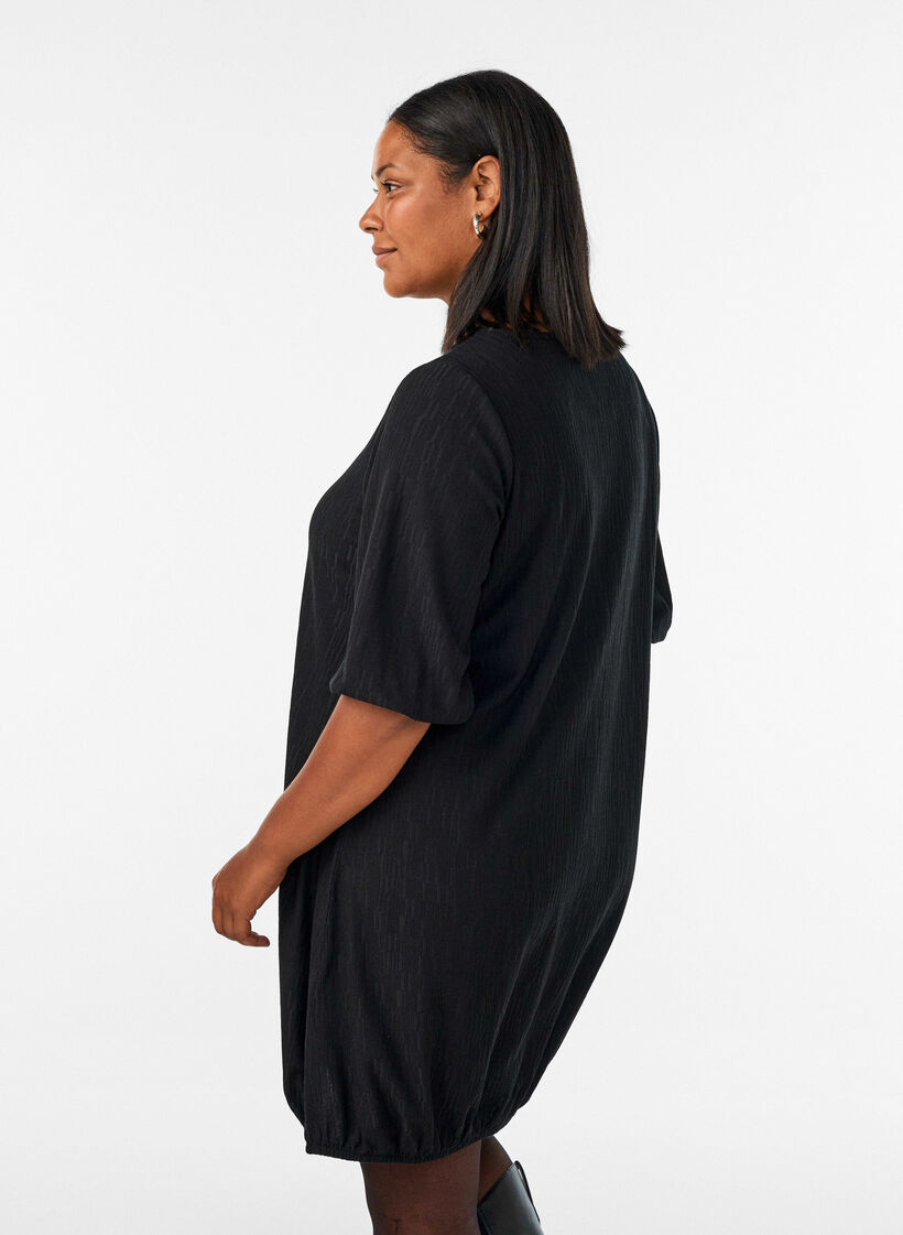 Dress with a balloon shape and structure, Black, Model image number 2