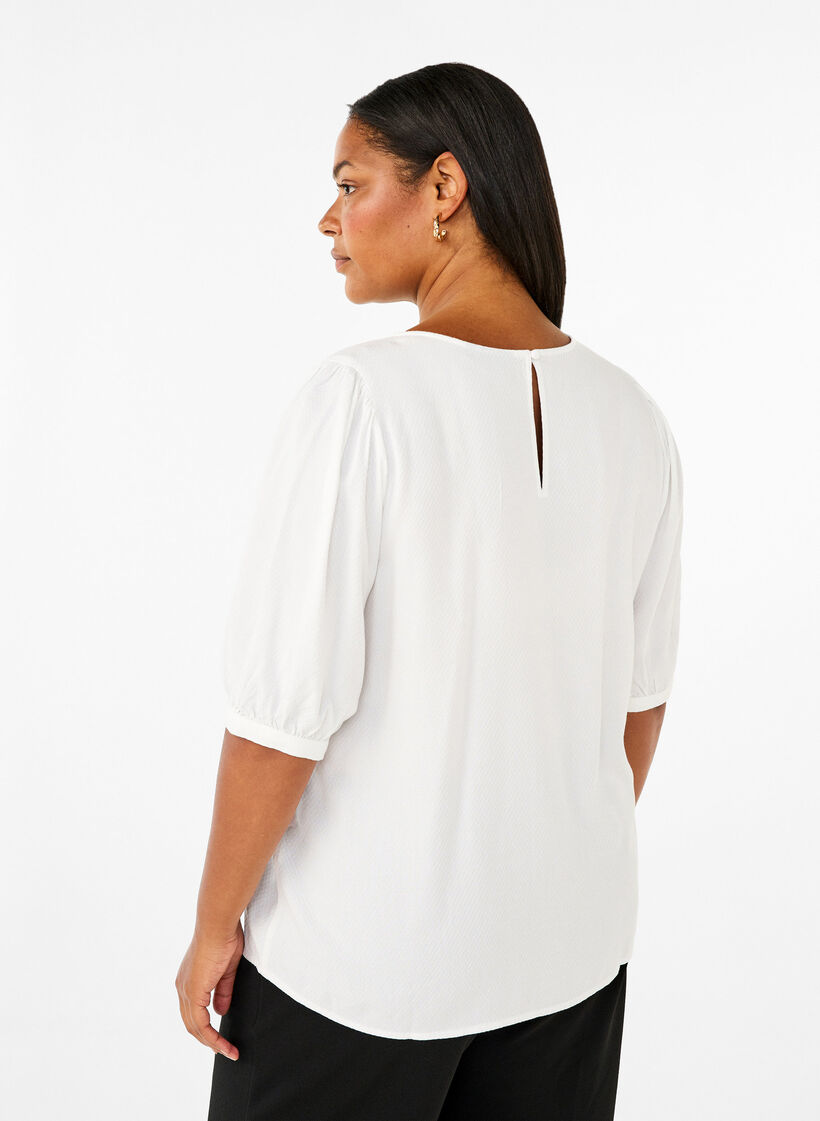 Viscose blouse with 1/2 sleeves, Bright White, Model image number 1